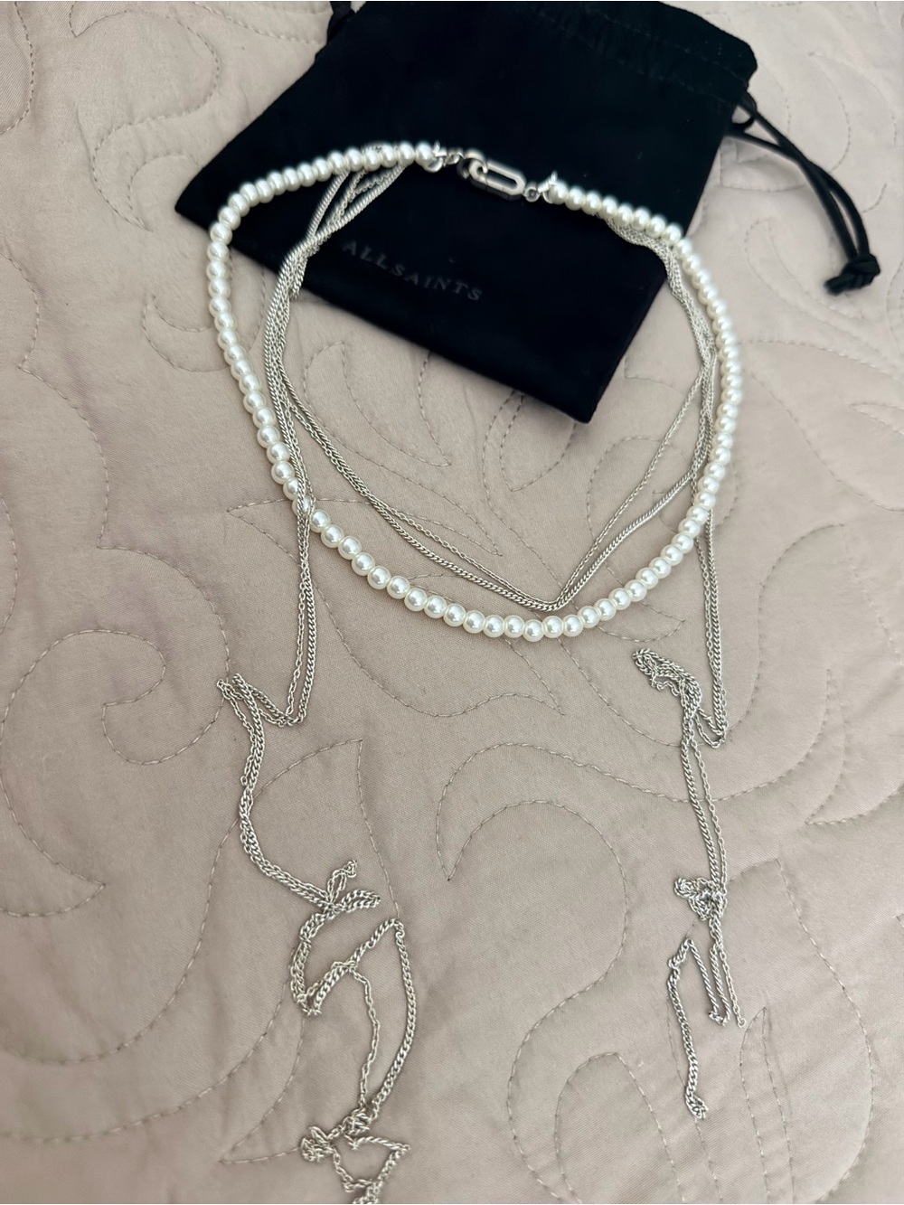 All Saints Pearl Mixed Chain Multi Strand necklace